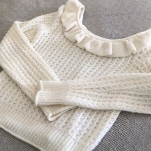 Women's Ivory Ruffle Knit Sweater